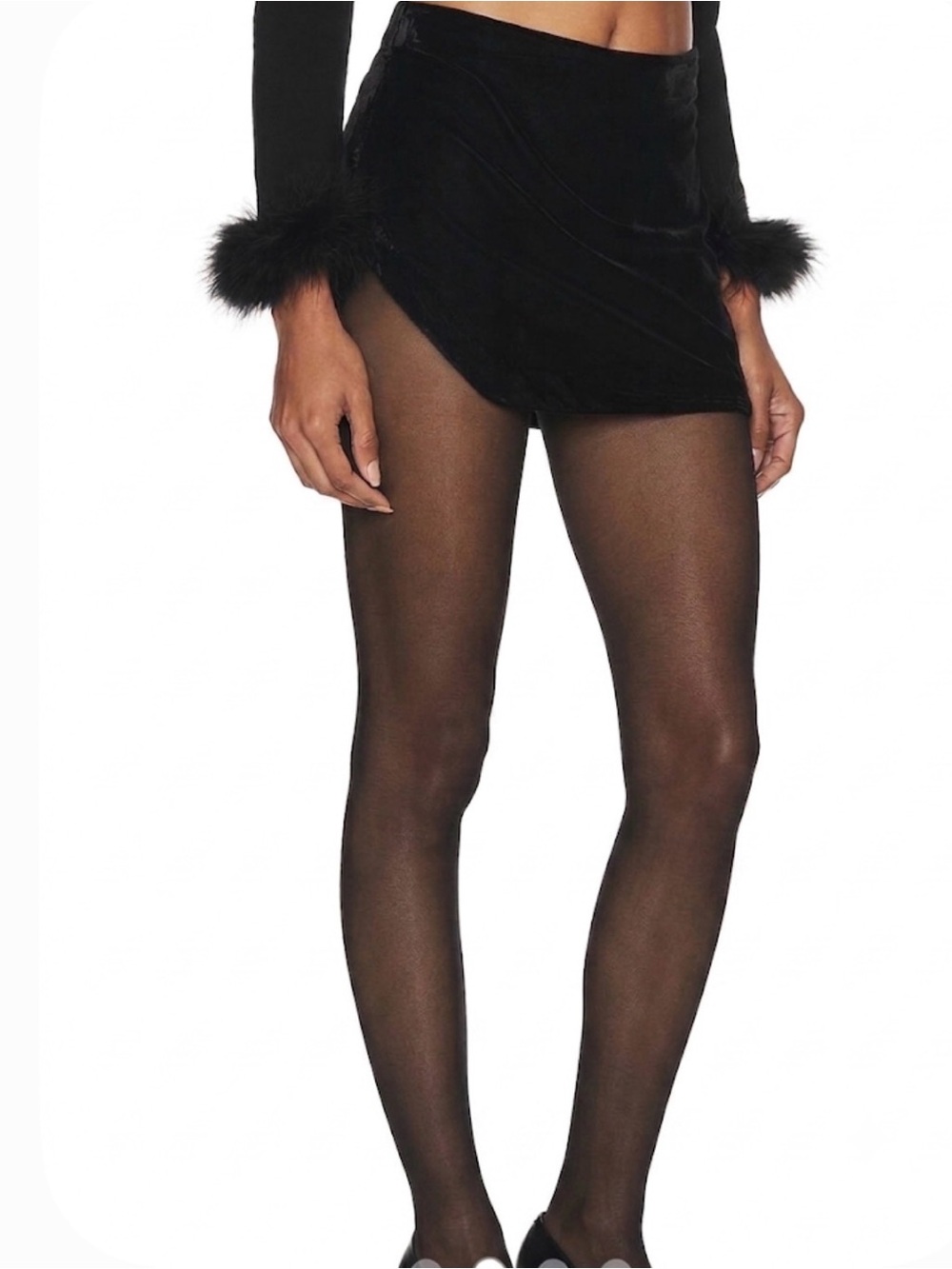 Free People Black Velvet Mini Skirt